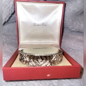 Stainless steel women's  diamond cut bracelet cuff